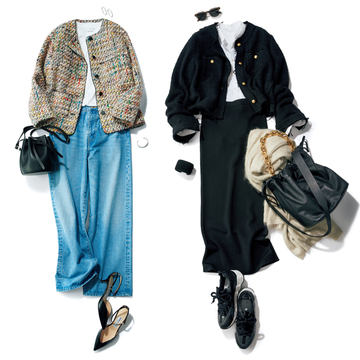 上質感のあるツイードジャケットをデイリーに活躍させる2コーデ【秋の着映えジャケット】