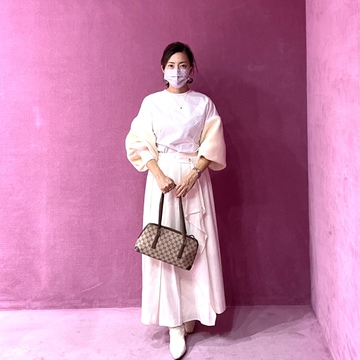 ふわもこホワイトコーデでGUCCIイベントへ