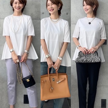 「ペプラムトップス」セルフコーデ3スタイル