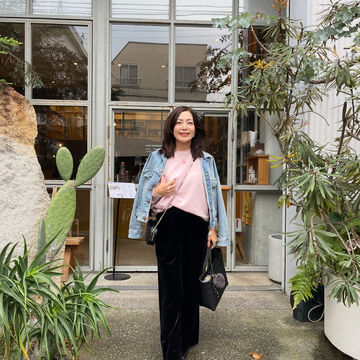 UNIQLOのベロアパンツとピンクニットで中目黒散策