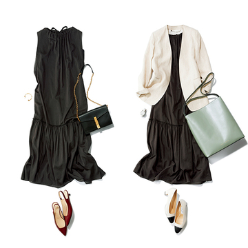 着こなし次第でどちらもいける！「黒ワンピース」のオンオフ切り替えコーデ