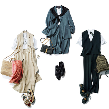 ジレorジャケットとパンツのセットアップに白Tをインして即今っぽく