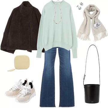 【50代 週末コーデ】冬の街に映える、ライトグリーンで軽やかカジュアル＃Jマダムのおしゃれ