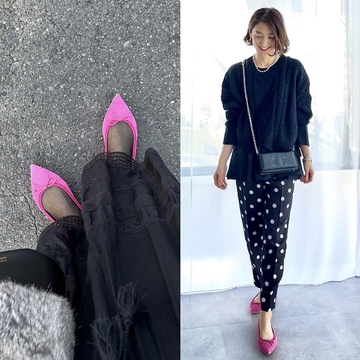 ときめくpinkフラット靴&ドット❤︎