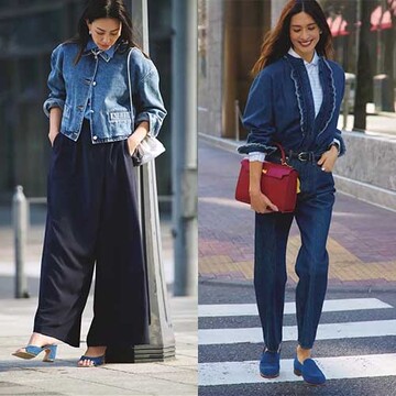 今の季節に映えるラップスカート風パンツからおしゃれ度高まるデニムオンデニムコーデまで【50代の1週間コーデ】