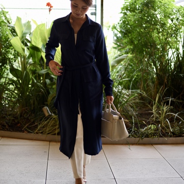 シャツワンピースで落ち着きコーデ♪