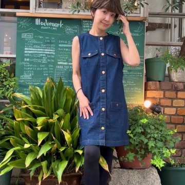 今年の夏はH&Mデニムワンピースで、ハイライトを活かした夏のショートヘア！