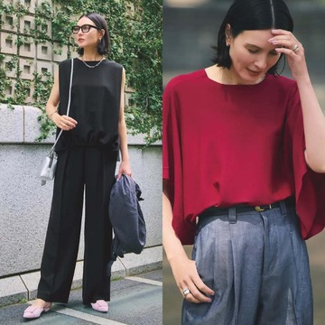 重苦しく見えないオールブラックコーデから風通しのいいドルマンスリーブまで【50代の1週間コーデ】