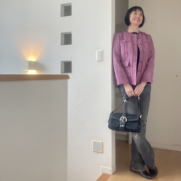 ノーカラーツィードジャケット♡銀座にて春の味覚堪能