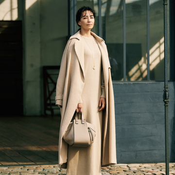 【Iシルエットコーデ】マキシ丈ワンピース＆ロングコートのワントーンですっきりと