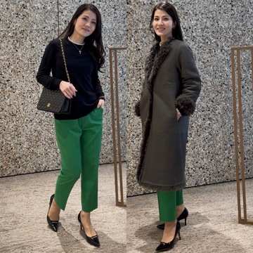 40代【無印良品】頼れる定番「黒ニット」でつくる、銀座カフェにも映える華やかパンツコーデ！