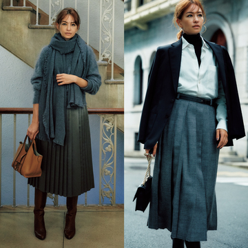 【端正なスカートコーデ7選】プリーツ、ボックスタイト、トラペーズ。今季は3タイプが主流に