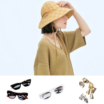 シンプルコーデを鮮度高くアップデート！リュクスな仕上げは「帽子・サングラス・ビッグピアス」