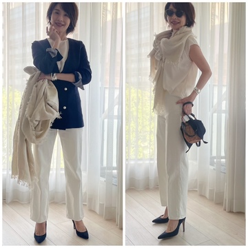 白デニムとエクリュストール