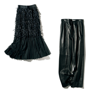 落ち着きがちな黒スタイルを華やかに！冬のおしゃれがレベルアップするボトムス2選