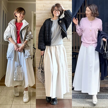 春はふわり軽やかに！50代に似合う「白スカート」コーデ3選