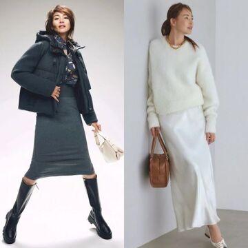 真冬のダウンジャケットスタイルからニット×スカートの全身ホワイトコーデまで【50代の1週間コーデ】