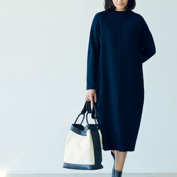待望のネイビーが登場！「E by éclat」モックネックコクーンニットワンピース