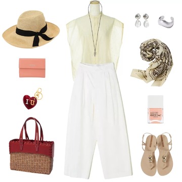 【50代 週末コーデ】涼感漂う、爽やかなホワイトコーデ