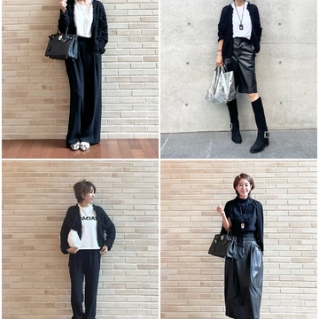秋の白黒モノトーンコーデ4styles