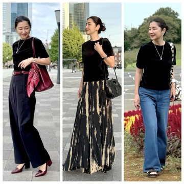 GUベロアTシャツのお出かけコーディネート♪