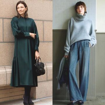 きちんと感と華やかさのワンピーススタイルからタートルニットの大人カジュアルまで【50代の1週間コーデ】