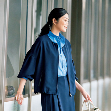 【極薄ブルゾンコーデ】上品なセットアップタイプならきちんとしたシーンにもOK