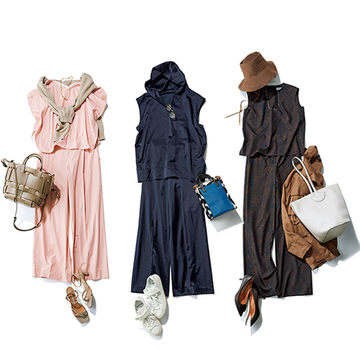 パンツでこなれ見え！素材やカラーにフェミニン要素をプラスした「セットアップ」コーデ