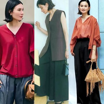 夏服を秋色でアップデート！ブラウンやカーキなど、50代の“こなれ感”は色使いで決まる