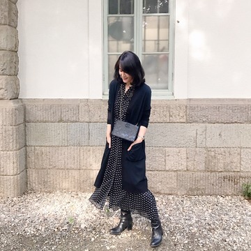 ワンピース＋ロングブーツで秋コーデ