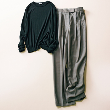 「上質ニット」+「旬パンツ」で上品リラックス【秋の品格ワンツーコーデ】