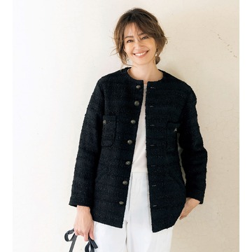 様々なお出かけに活躍間違いなし！「MADISONBLUE×éclat」のノーカラーツイードジャケット