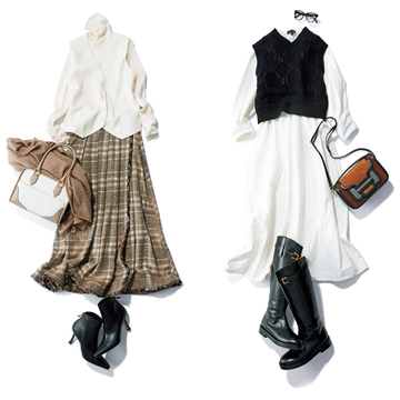 単調になりがちな冬ファッションにプラス1！「ニットベスト」コーデ2選