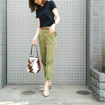 カーキ&MARCO MASIのハラコバッグ 