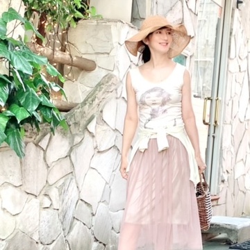 handmade チュールスカート着回しコーデ。