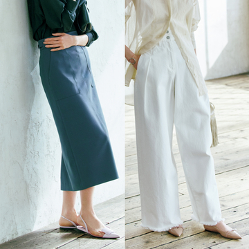 【きれい色フラットシューズコーデ3選】ワントーンのなじませ＆さし色に最適