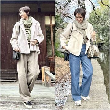 熱海旅行コーデはパンツ＆スニーカーの組み合わせで♪