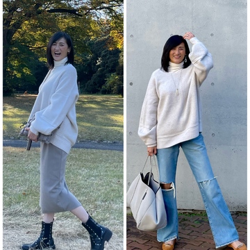 お気に入りの白ニット2コーデ