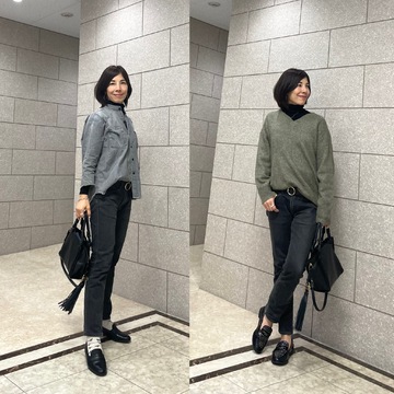 UNIQLOタートルとブラックデニムコーデ