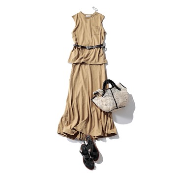 着心地よく、涼やかに着られる「Lâchement」のノースリーブ&マキシスカート