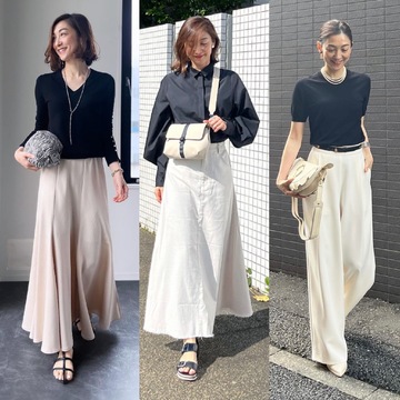 モノトーン3コーデ★プチプラ黒＋重め白ボトム