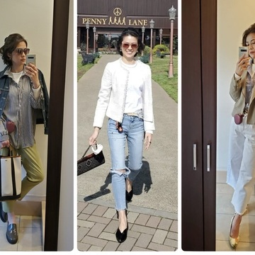 大人な白ロンTのレイヤードコーデ