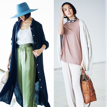 トレンドのワントーン＆シャツワンピ合わせも薄艶パンツが大活躍【夏は「薄艶ボトム」さえあればいい！】