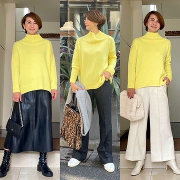 人気の"E by eclat ボトルネックニット"を着回し