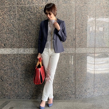 ホワイトデニムでマリンコーデ