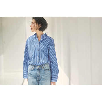 メンズライクなストライプシャツで夏の涼感カジュアルコーデを満喫。最低気温25℃｜7/7(日)【50代の毎日コーデ】