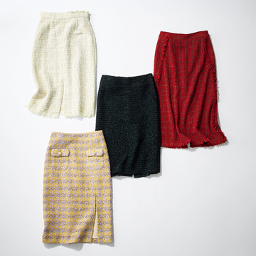 【タイトすぎないタイトスカート】注目度も女らしさもNo.1！ 最旬ツイードスカート4選