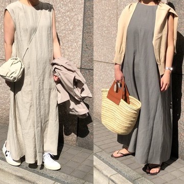 一枚でサマになる！E by éclatのリネンマキシワンピースを小柄おしゃれプロがリアル試着