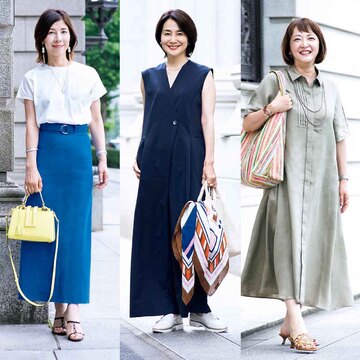 50代の夏のお出かけは“差し色バッグ＆小物”で華やかさアップ！【エクラ華組・夏のおしゃれSNAP】
