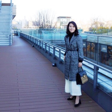 グレンチェックでモノトーンコーデ